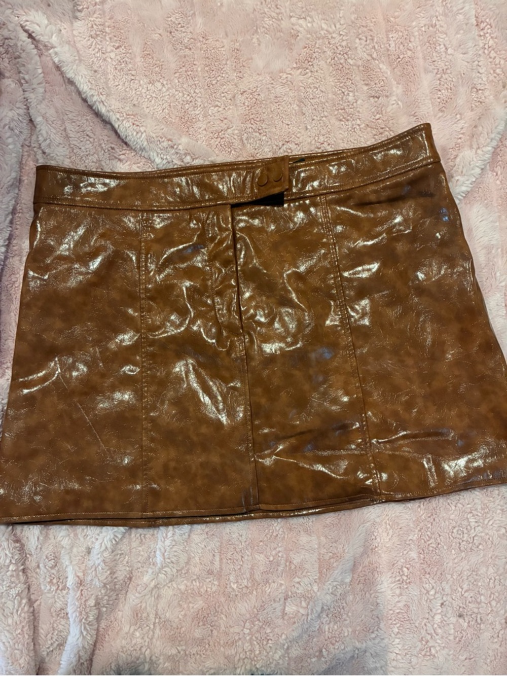 H&M Shiny Brown Faux Leather Mini Skirt